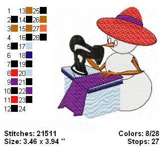 Red Hat Snow Lady Sewing