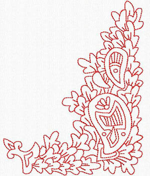 Redwork Paisley