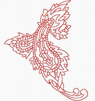 Redwork Paisley