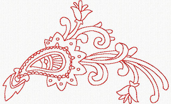 Redwork Paisley