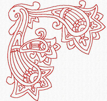 Redwork Paisley