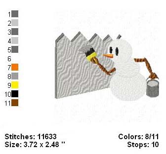 Summer Snowman Whitewashing the Fence