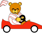 Boy Bear in Race Car